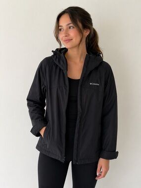 Columbia Black Hooded Rain Jacket Size Small Activewear Outdoor Gorpcore